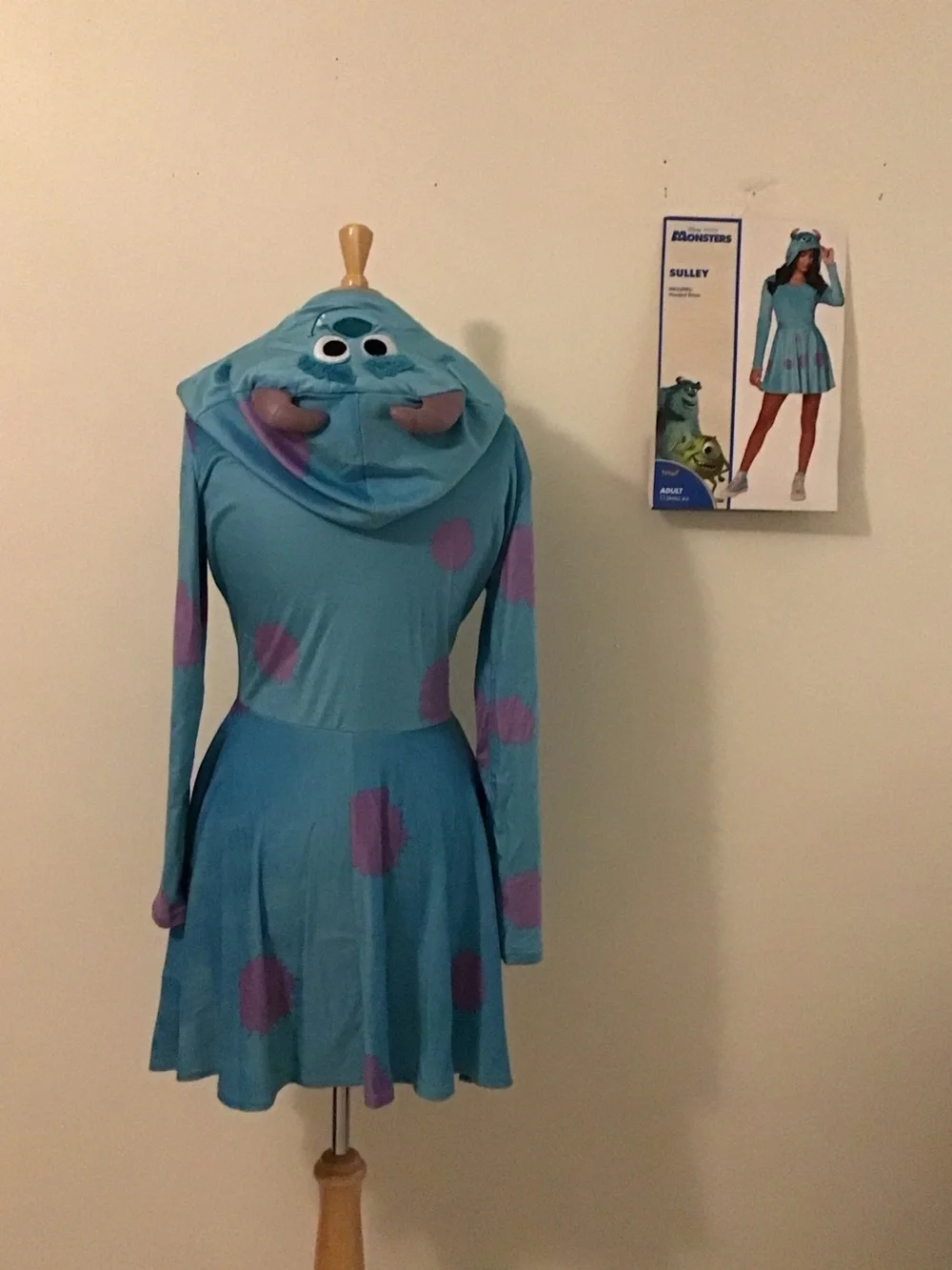 Sulley-Inspired Blue Kids Halloween Costume Dress with Hood